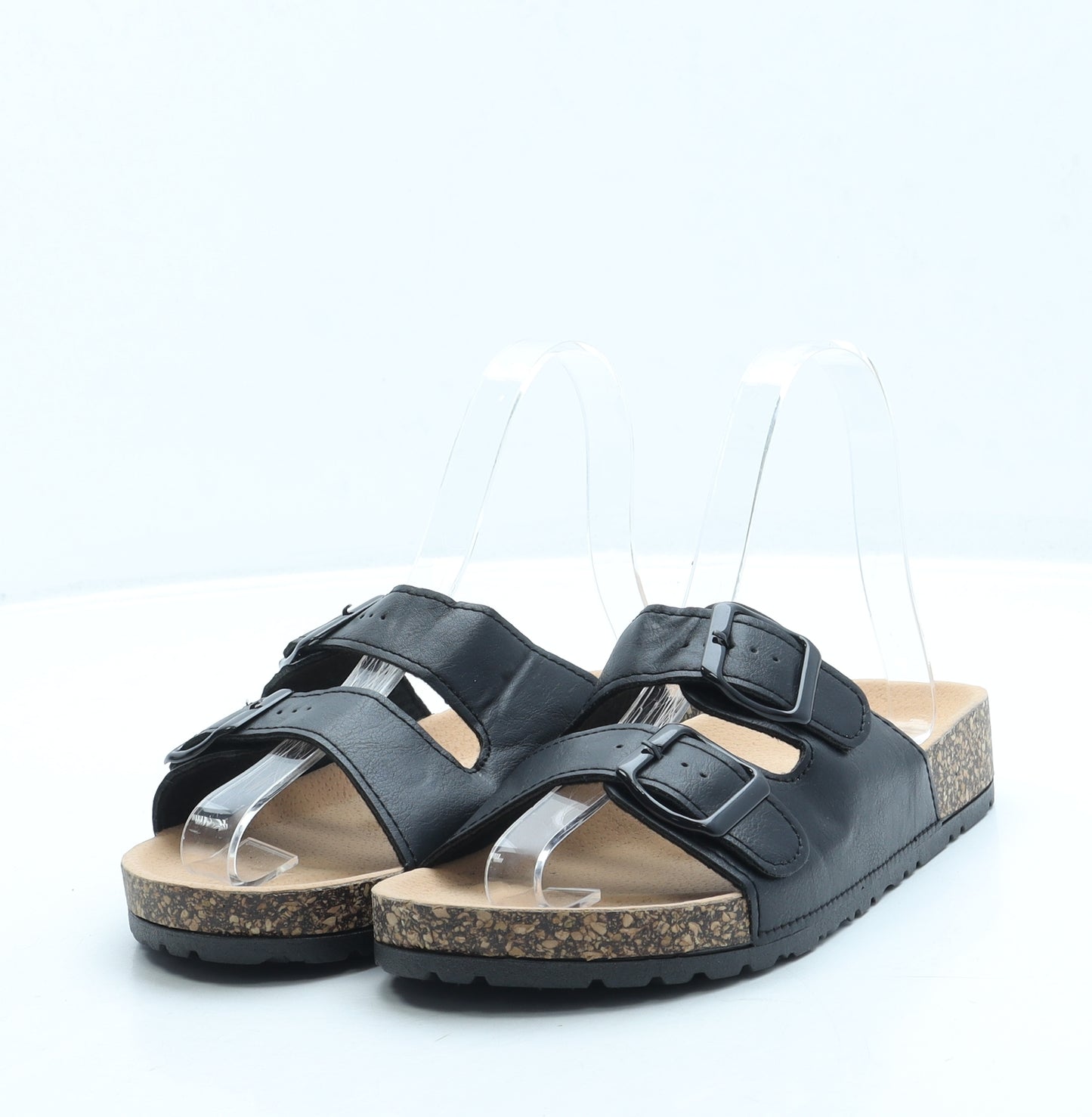 Liyuan Womens Black Leather Slip On Sandal UK 4 37