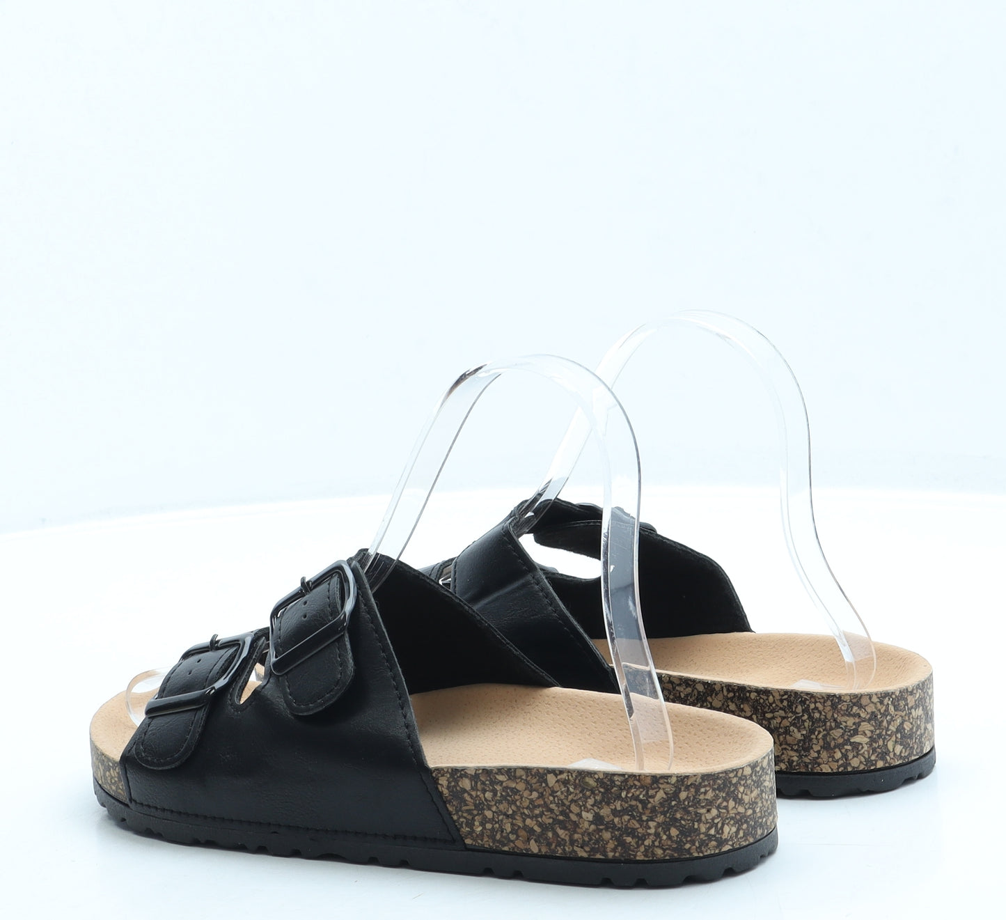 Liyuan Womens Black Leather Slip On Sandal UK 4 37