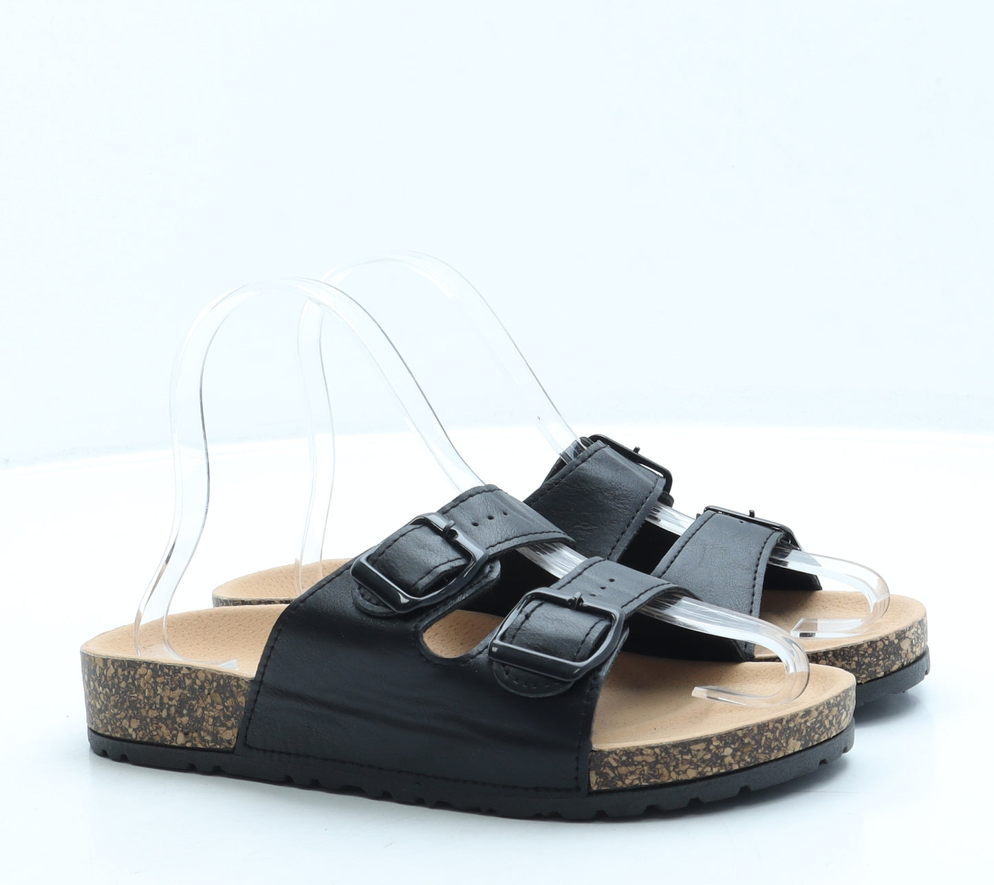 Liyuan Womens Black Leather Slip On Sandal UK 4 37