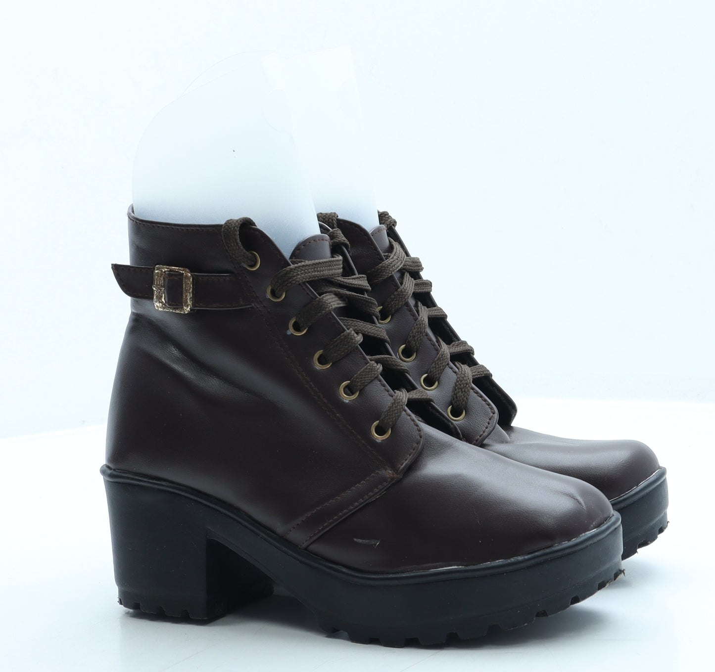 Preworn Womens Brown Leather Bootie Boot UK 6 39