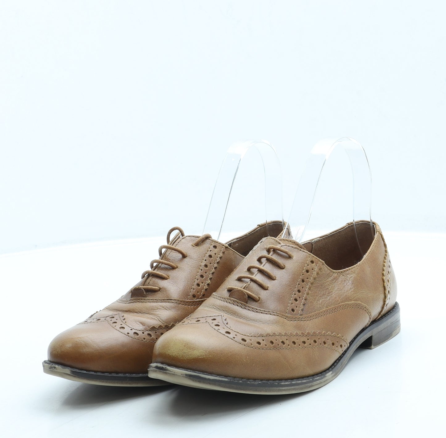 New Look Womens Brown Leather Flat UK 5 38 - Brogue style