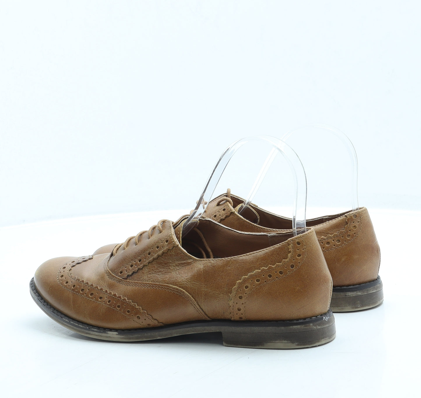 New Look Womens Brown Leather Flat UK 5 38 - Brogue style