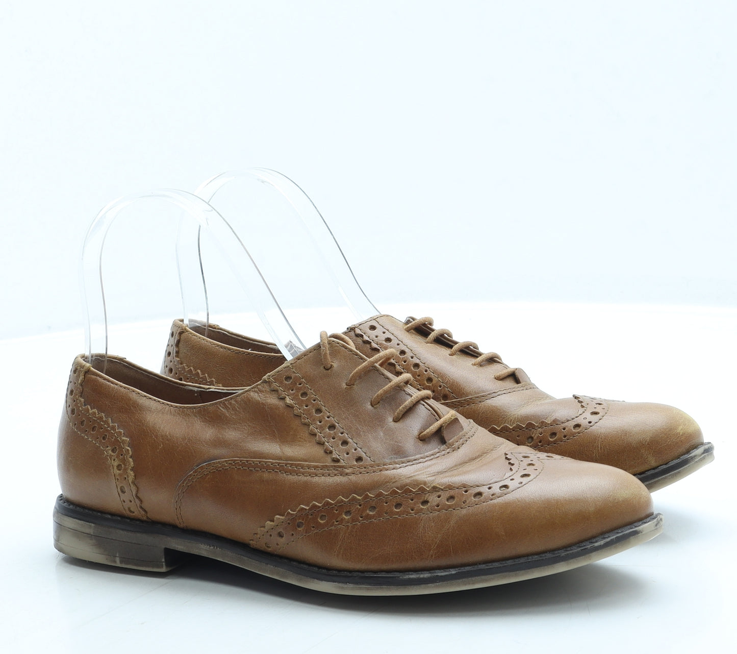 New Look Womens Brown Leather Flat UK 5 38 - Brogue style