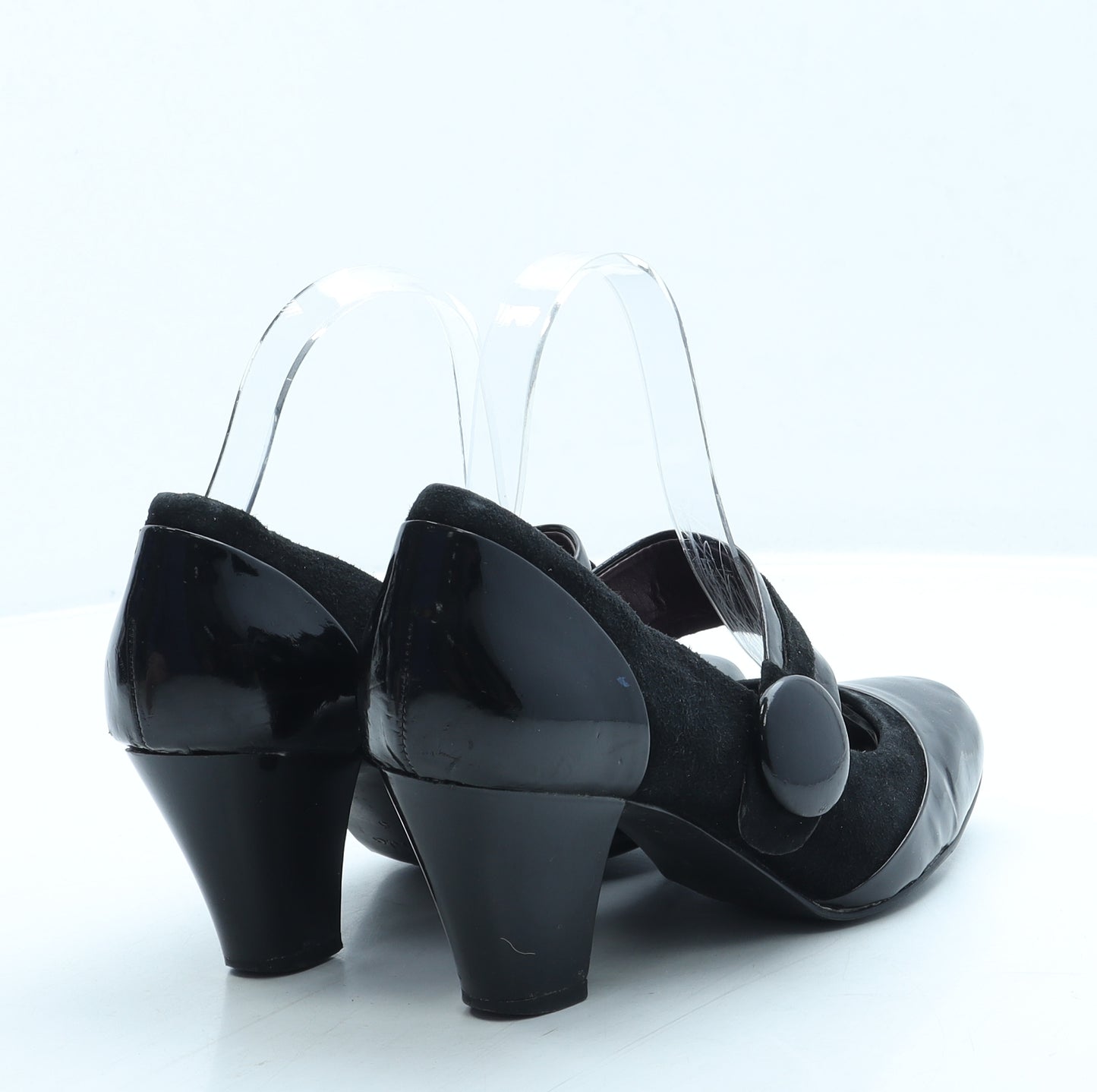 Clarks Womens Black Leather Court Heel UK 5