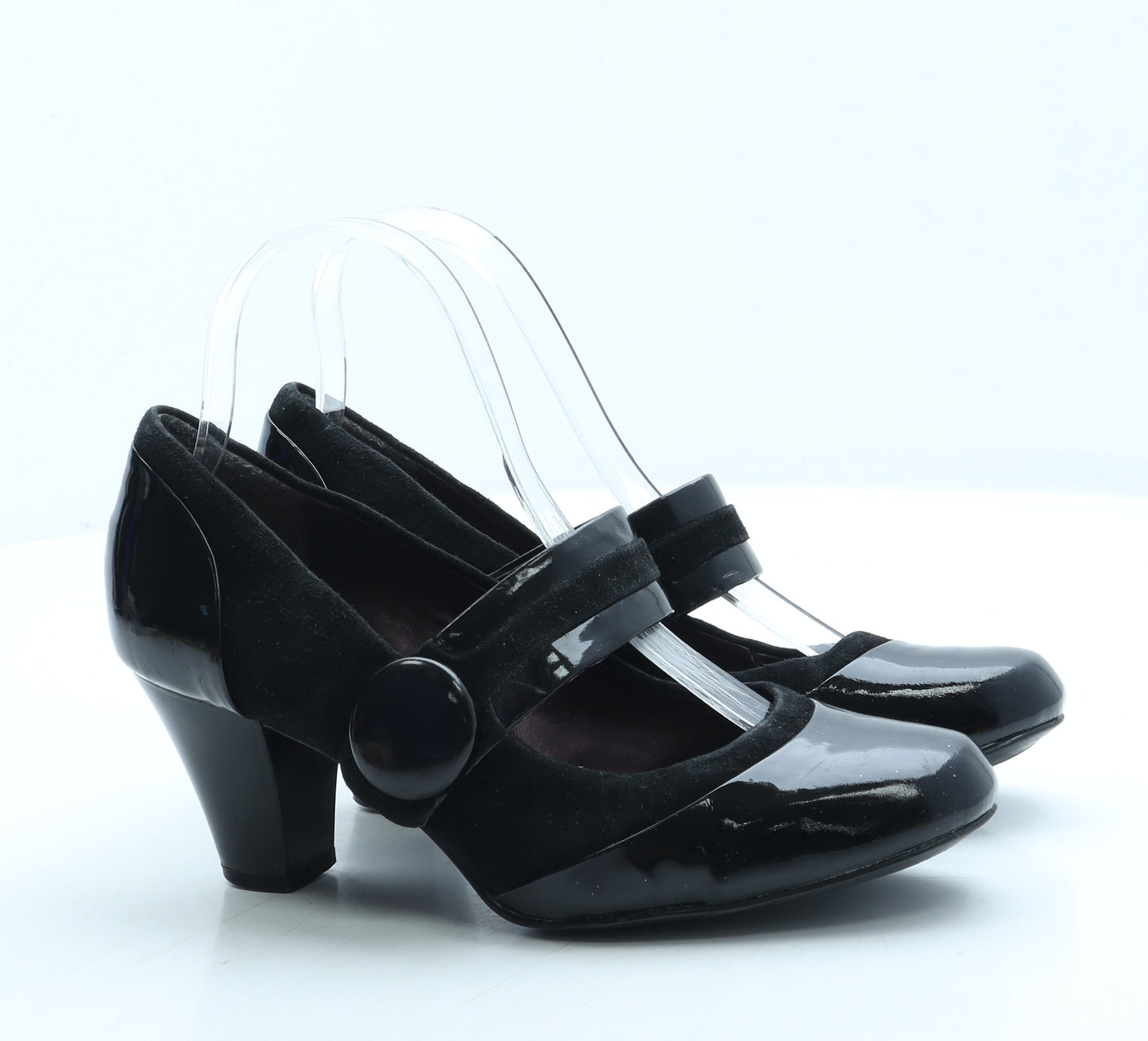 Clarks Womens Black Leather Court Heel UK 5