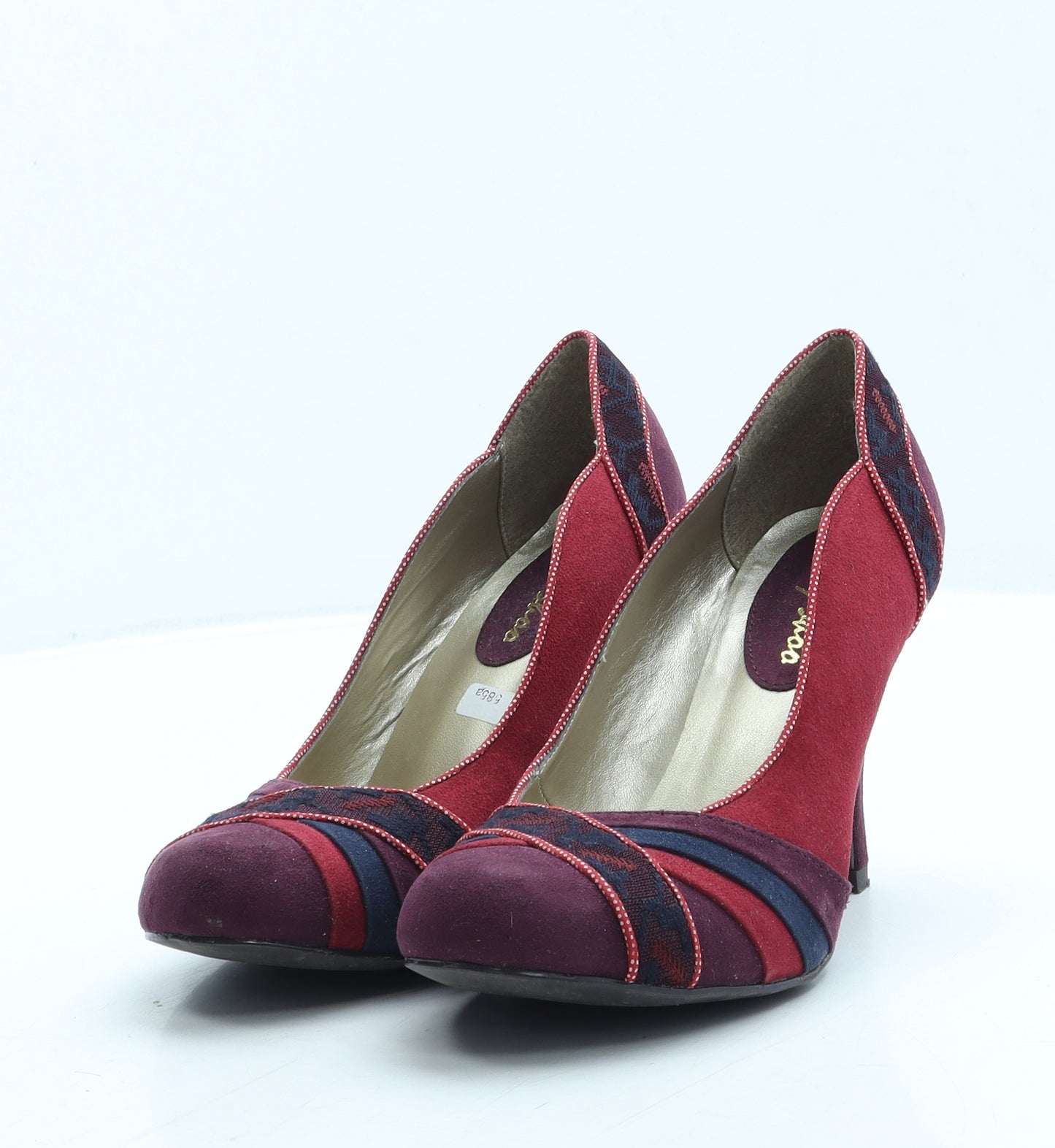 Ruby Shoo Womens Red Colourblock Suede Court Heel UK 4 37