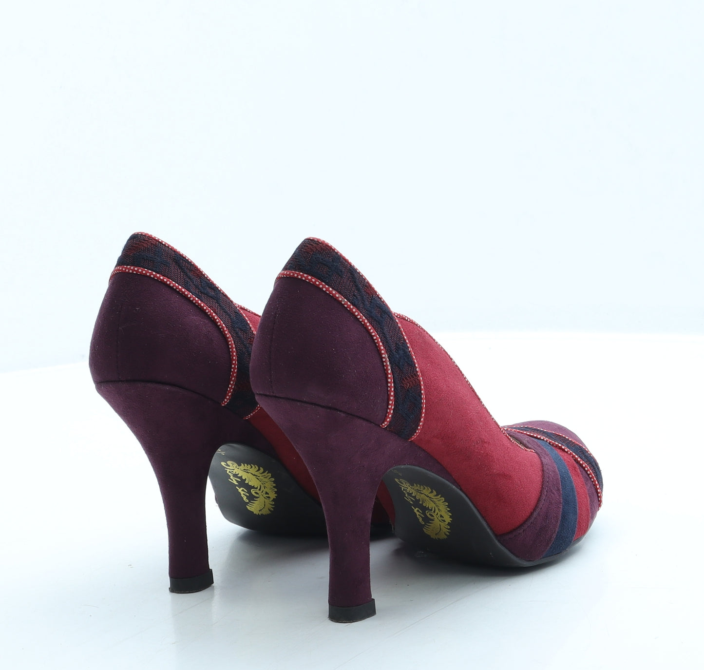 Ruby Shoo Womens Red Colourblock Suede Court Heel UK 4 37