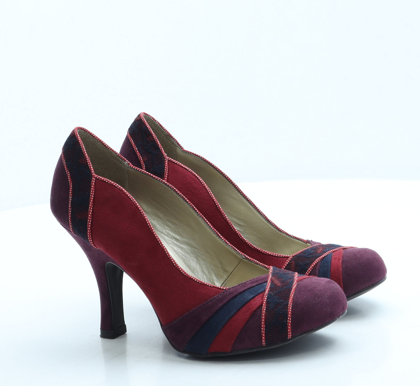 Ruby Shoo Womens Red Colourblock Suede Court Heel UK 4 37