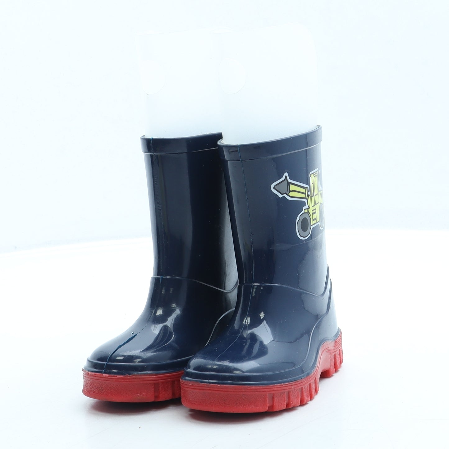 Preworn Boys Blue Rubber Wellies Boot UK 4 - Forklift Truck