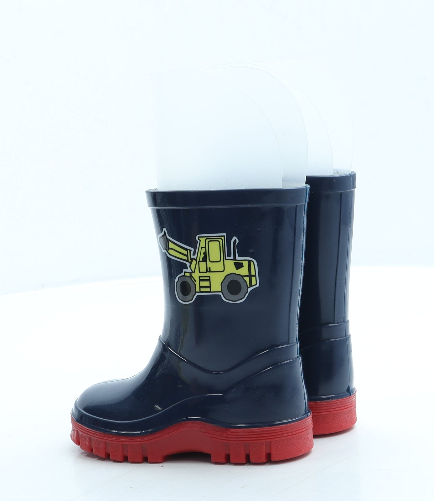 Preworn Boys Blue Rubber Wellies Boot UK 4 - Forklift Truck