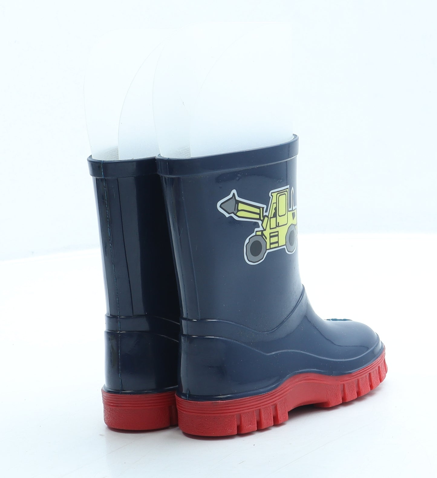 Preworn Boys Blue Rubber Wellies Boot UK 4 - Forklift Truck