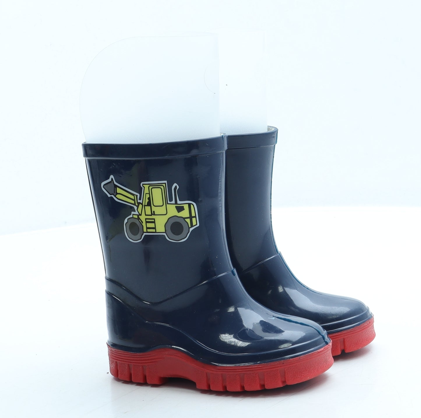 Preworn Boys Blue Rubber Wellies Boot UK 4 - Forklift Truck