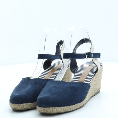 Marks and Spencer Womens Blue Suede Espadrille Heel UK 5 - Wide Fit
