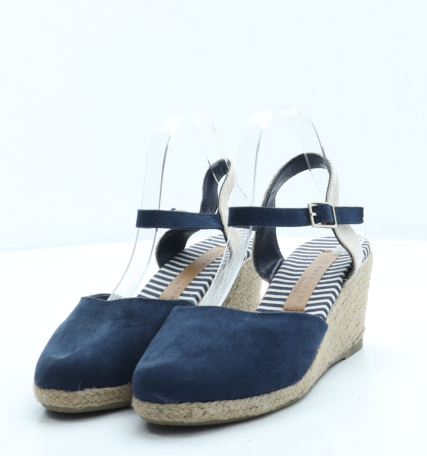 Marks and Spencer Womens Blue Suede Espadrille Heel UK 5 - Wide Fit
