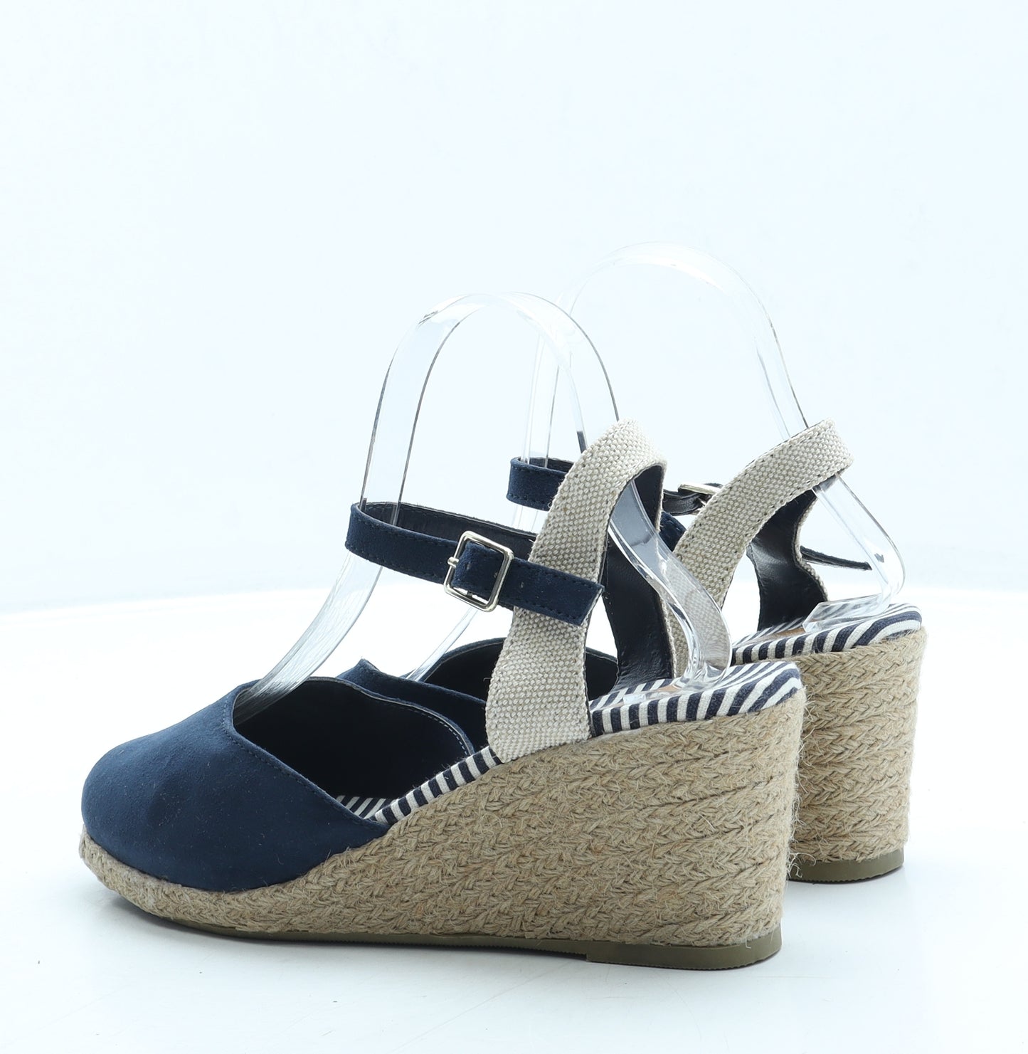 Marks and Spencer Womens Blue Suede Espadrille Heel UK 5 - Wide Fit