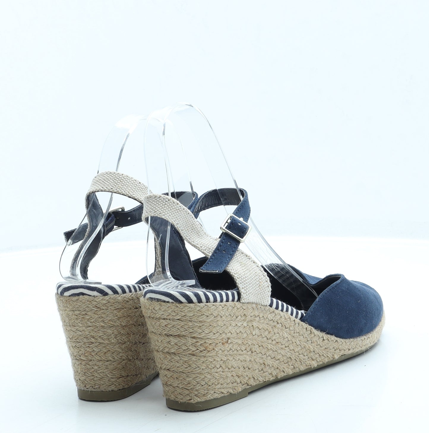 Marks and Spencer Womens Blue Suede Espadrille Heel UK 5 - Wide Fit