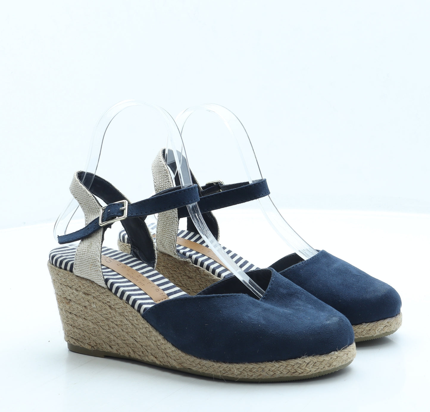 Marks and Spencer Womens Blue Suede Espadrille Heel UK 5 - Wide Fit