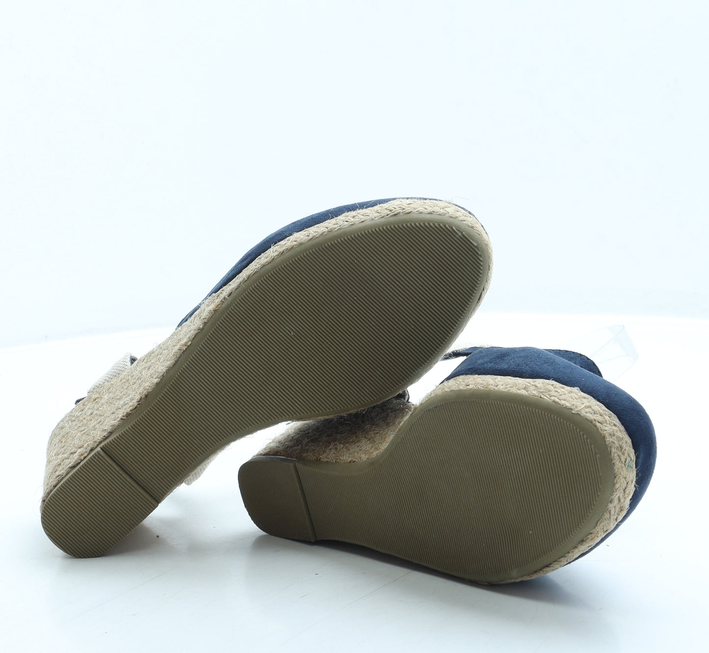 Marks and Spencer Womens Blue Suede Espadrille Heel UK 5 - Wide Fit