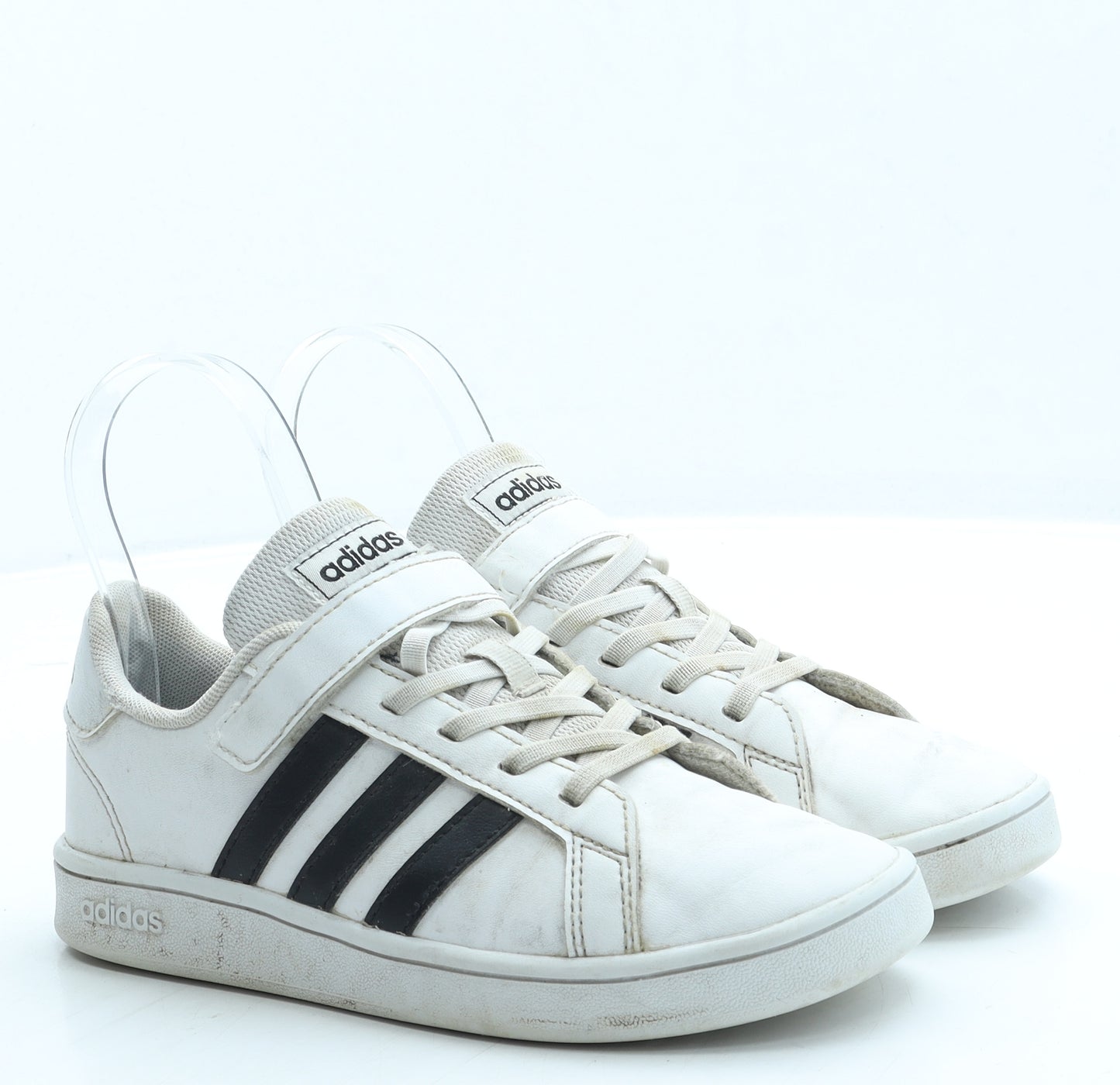 adidas Boys White Leather Trainer UK 2 34