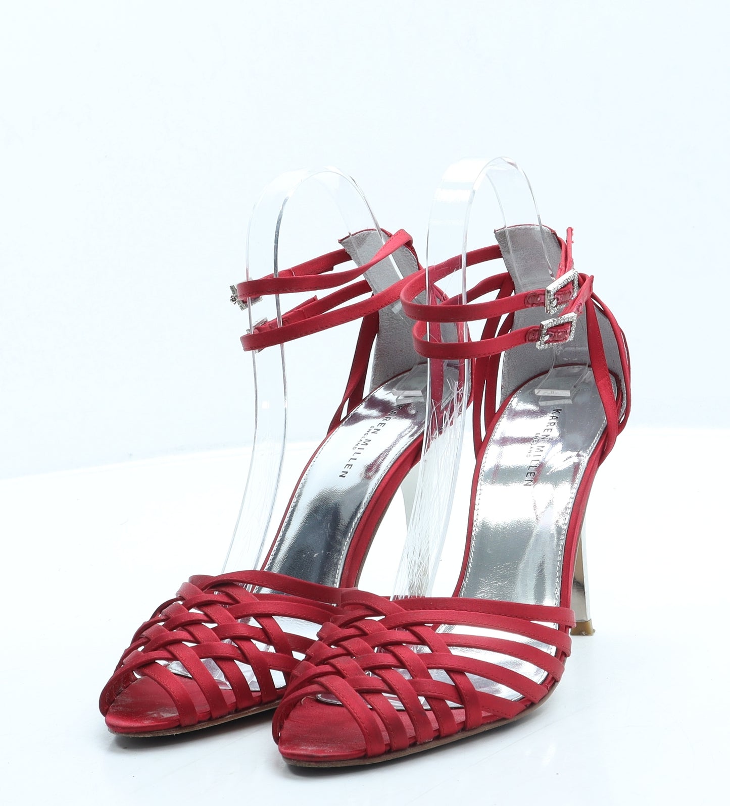 Karen Millen Womens Red Polyester Strappy Heel UK 5 38