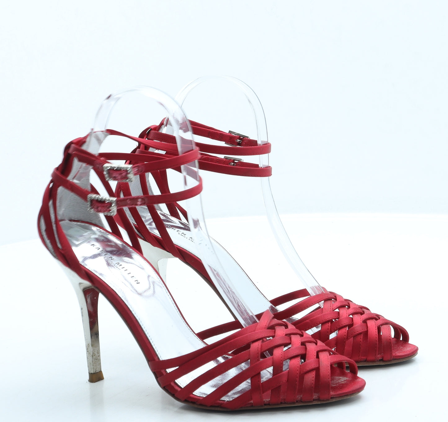 Karen Millen Womens Red Polyester Strappy Heel UK 5 38