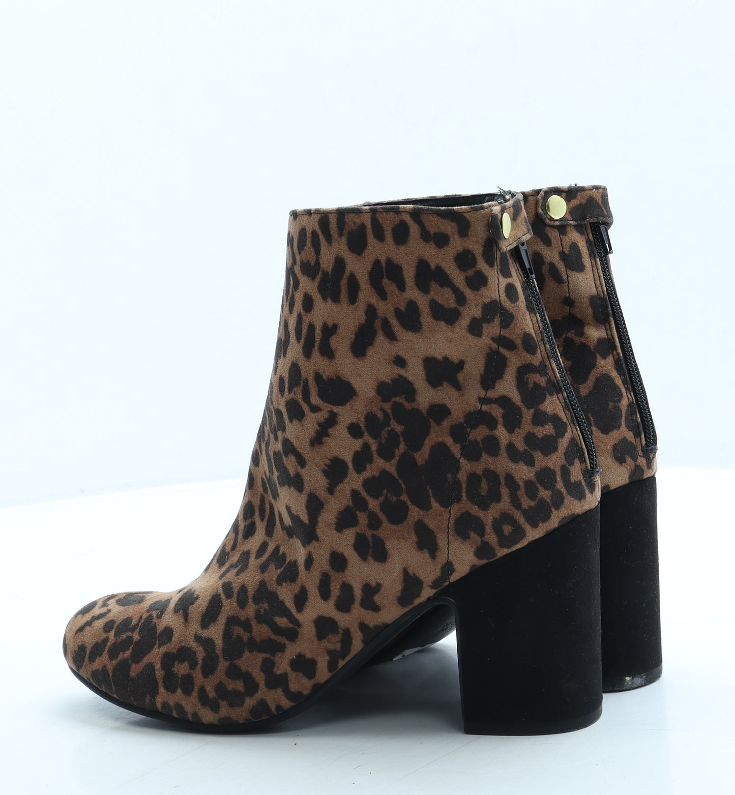 New Look Womens Brown Animal Print Polyester Bootie Boot UK 6 39 - Leopard Print