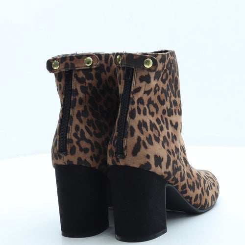 New Look Womens Brown Animal Print Polyester Bootie Boot UK 6 39 - Leopard Print