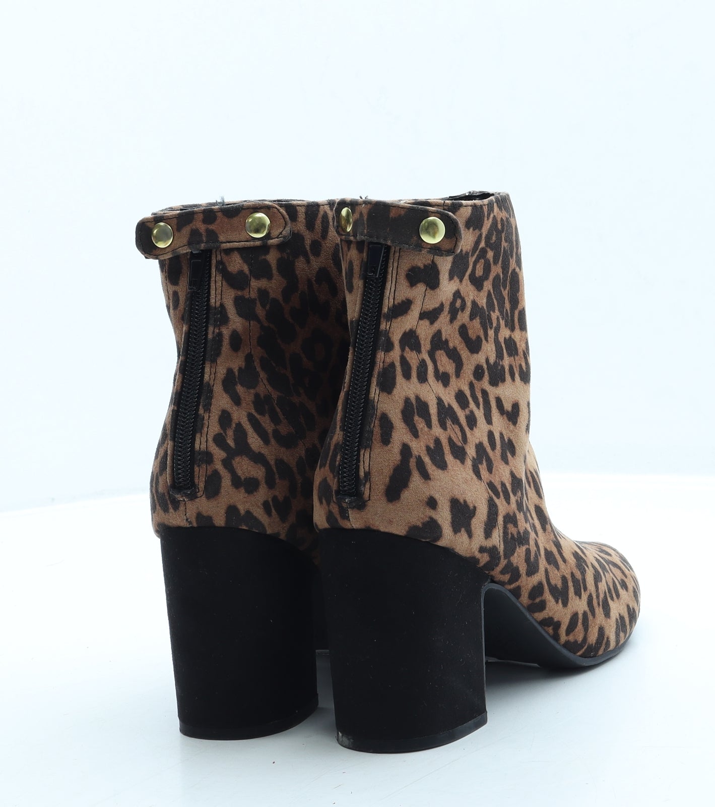 New Look Womens Brown Animal Print Polyester Bootie Boot UK 6 39 - Leopard Print