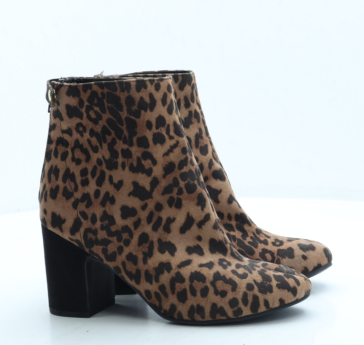 New Look Womens Brown Animal Print Polyester Bootie Boot UK 6 39 - Leopard Print