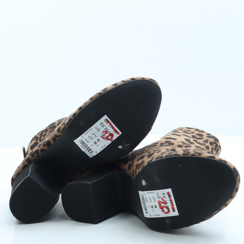 New Look Womens Brown Animal Print Polyester Bootie Boot UK 6 39 - Leopard Print