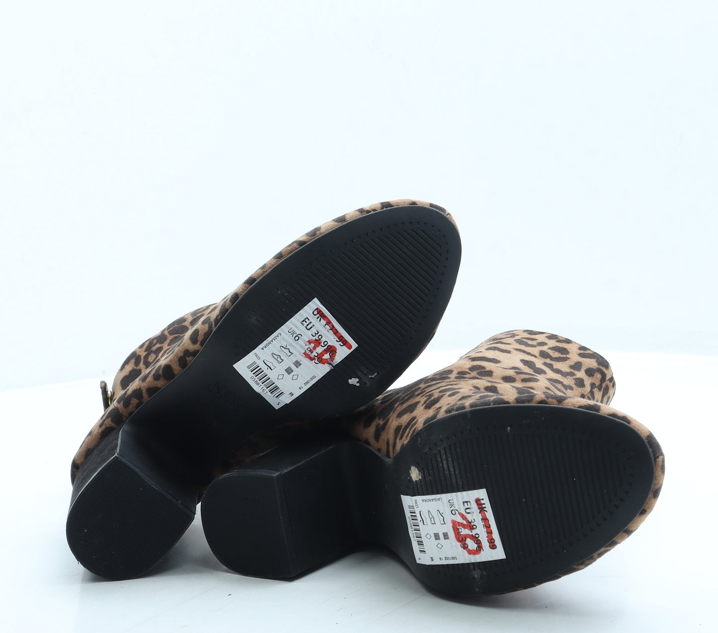 New Look Womens Brown Animal Print Polyester Bootie Boot UK 6 39 - Leopard Print