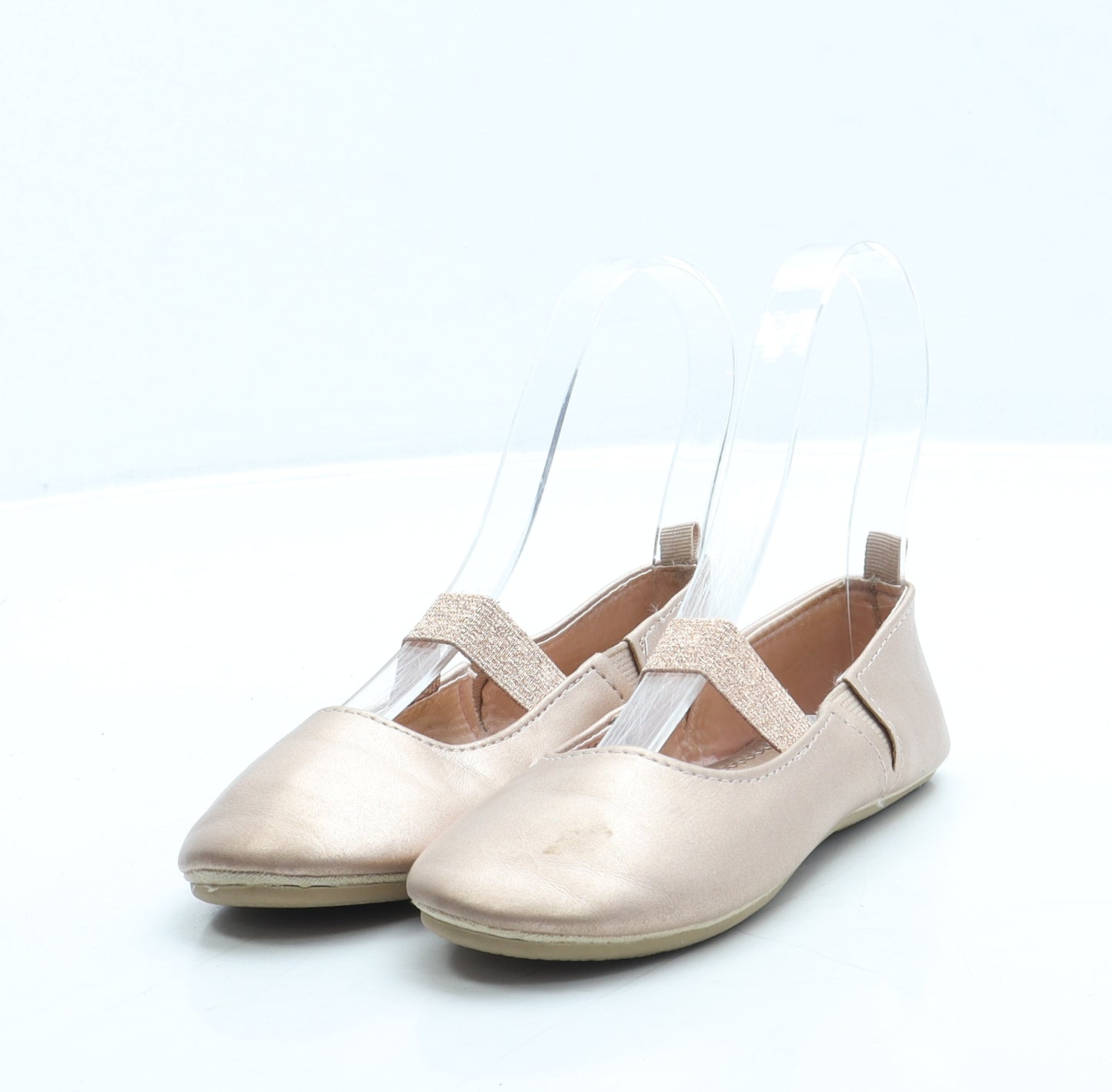 H&M Girls Gold Leather Ballet Flat UK 9 27