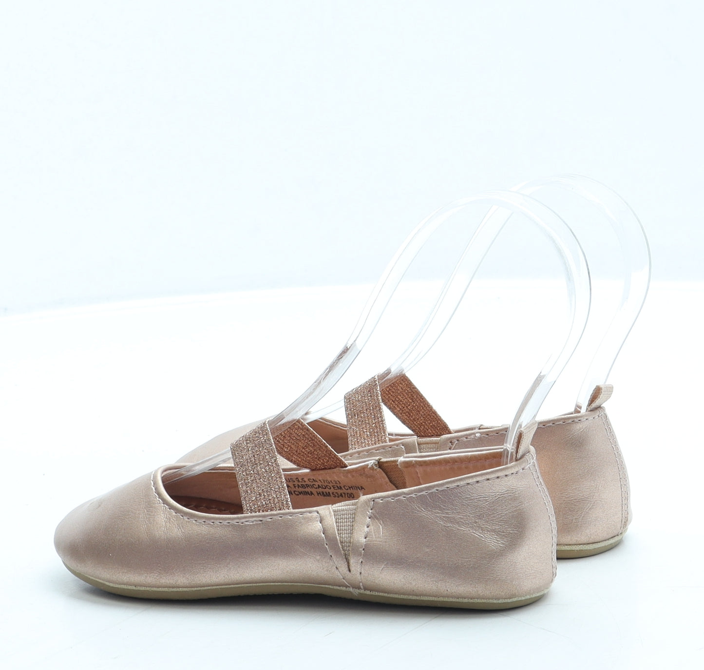 H&M Girls Gold Leather Ballet Flat UK 9 27