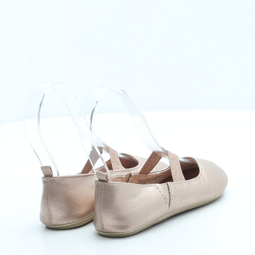 H&M Girls Gold Leather Ballet Flat UK 9 27