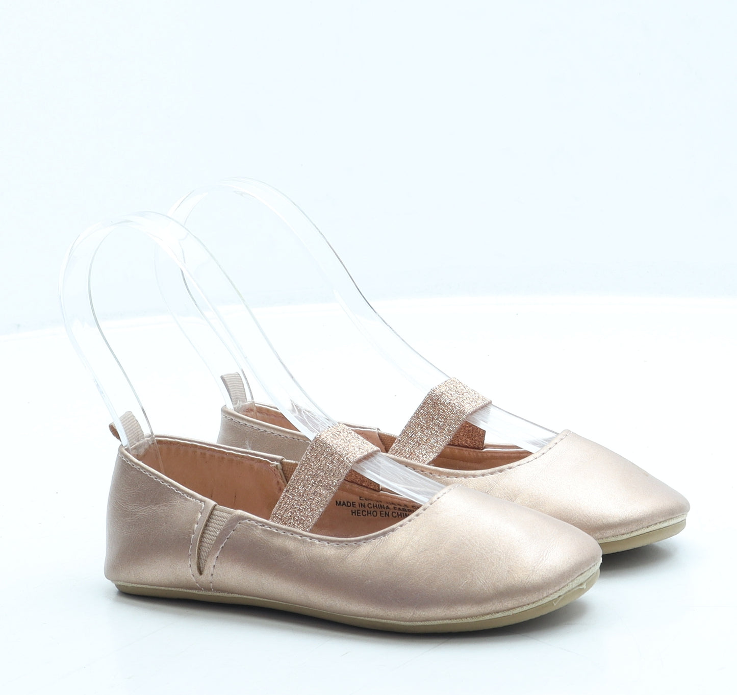 H&M Girls Gold Leather Ballet Flat UK 9 27