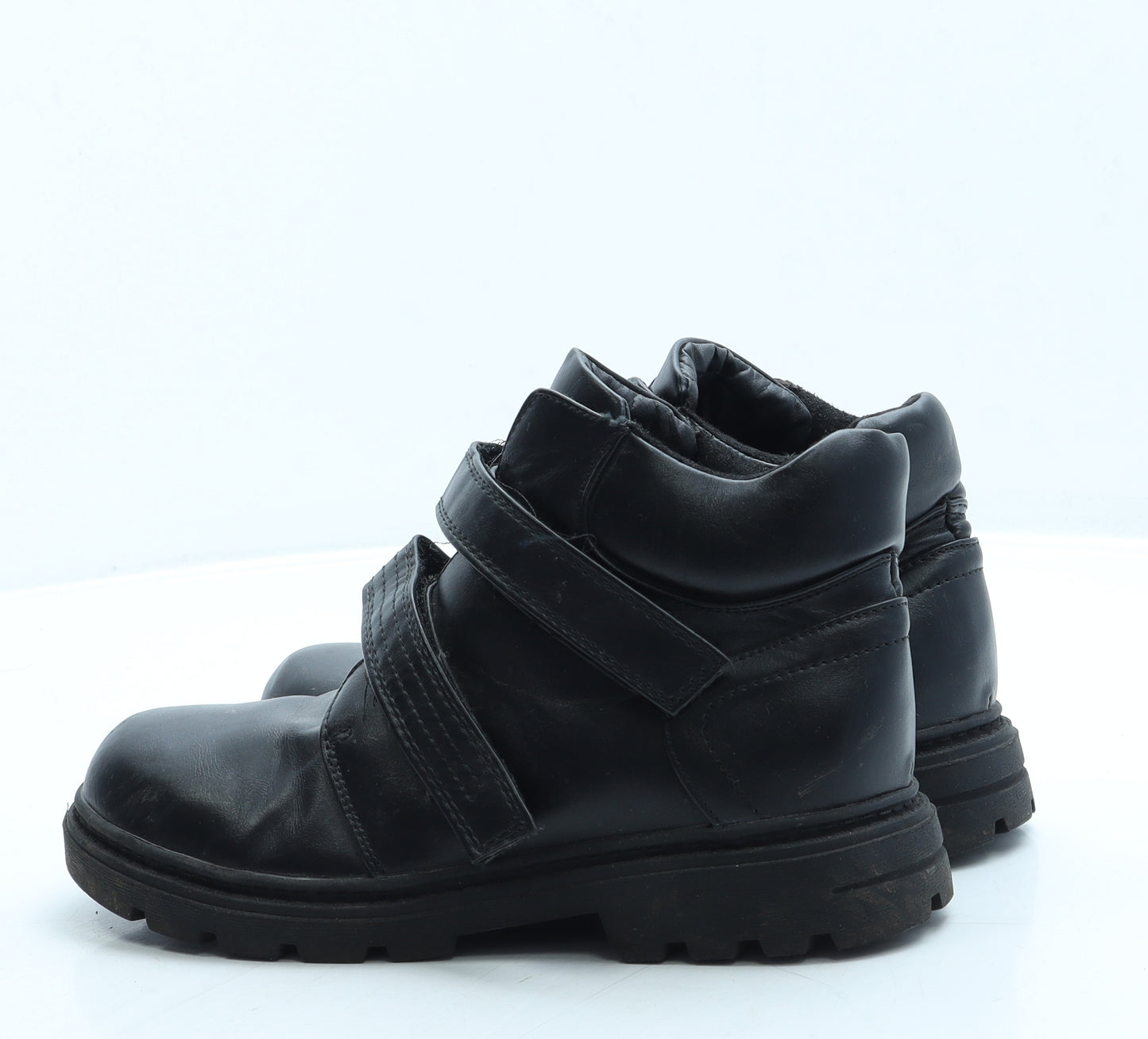 TRU Boys Black Leather Combat Boot UK 3