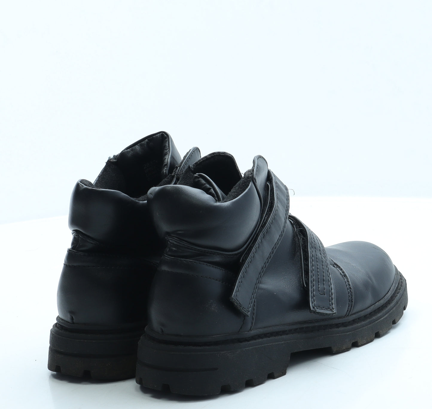 TRU Boys Black Leather Combat Boot UK 3