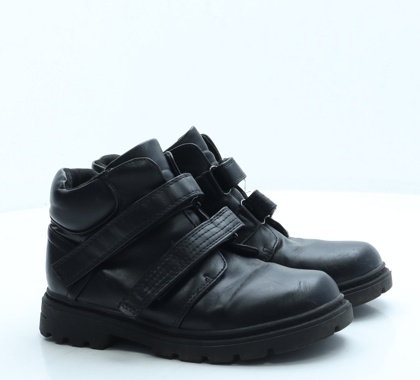 TRU Boys Black Leather Combat Boot UK 3