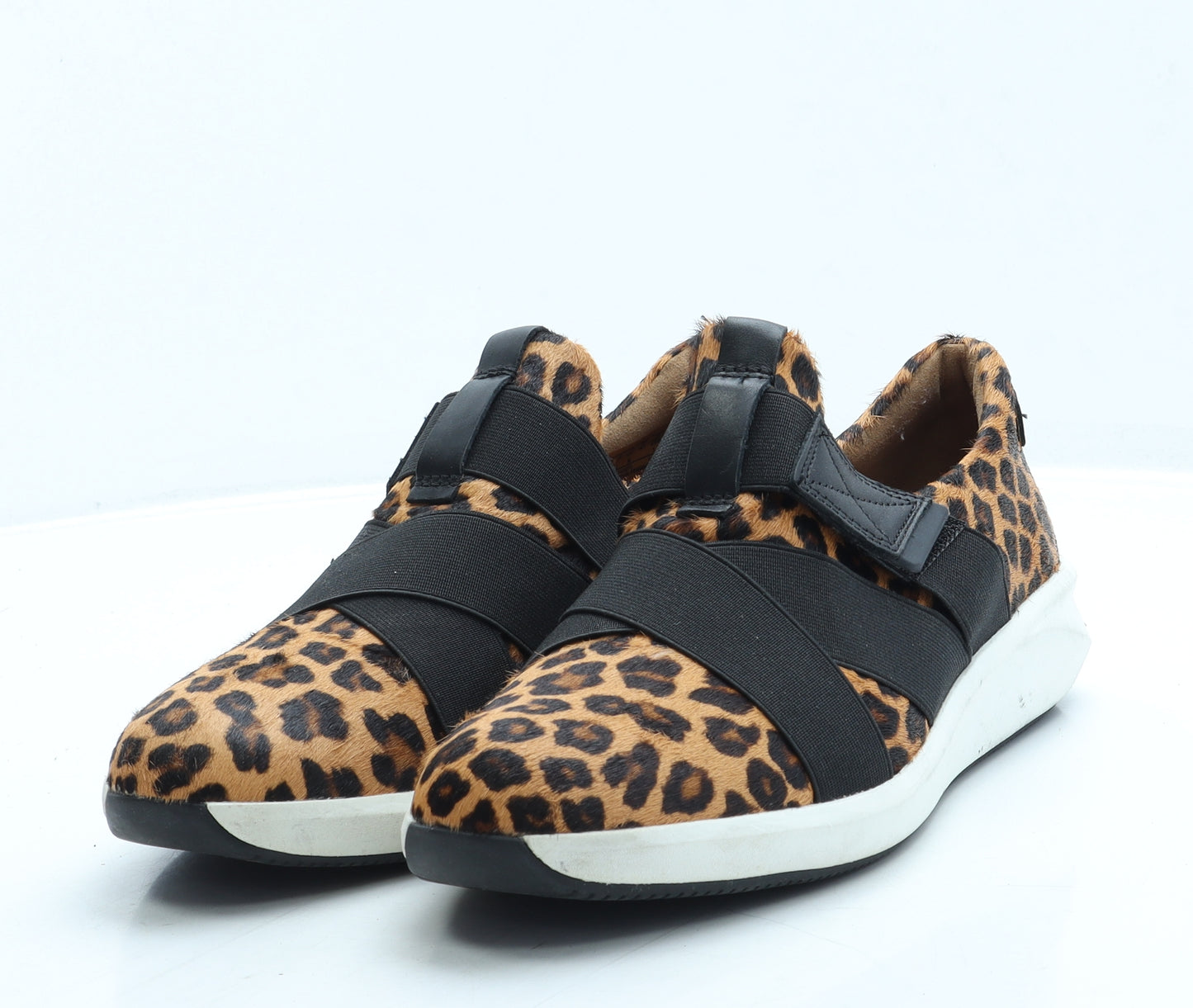 Clarks Womens Brown Animal Print Polyester Trainer UK 7 41 - Leopard Print