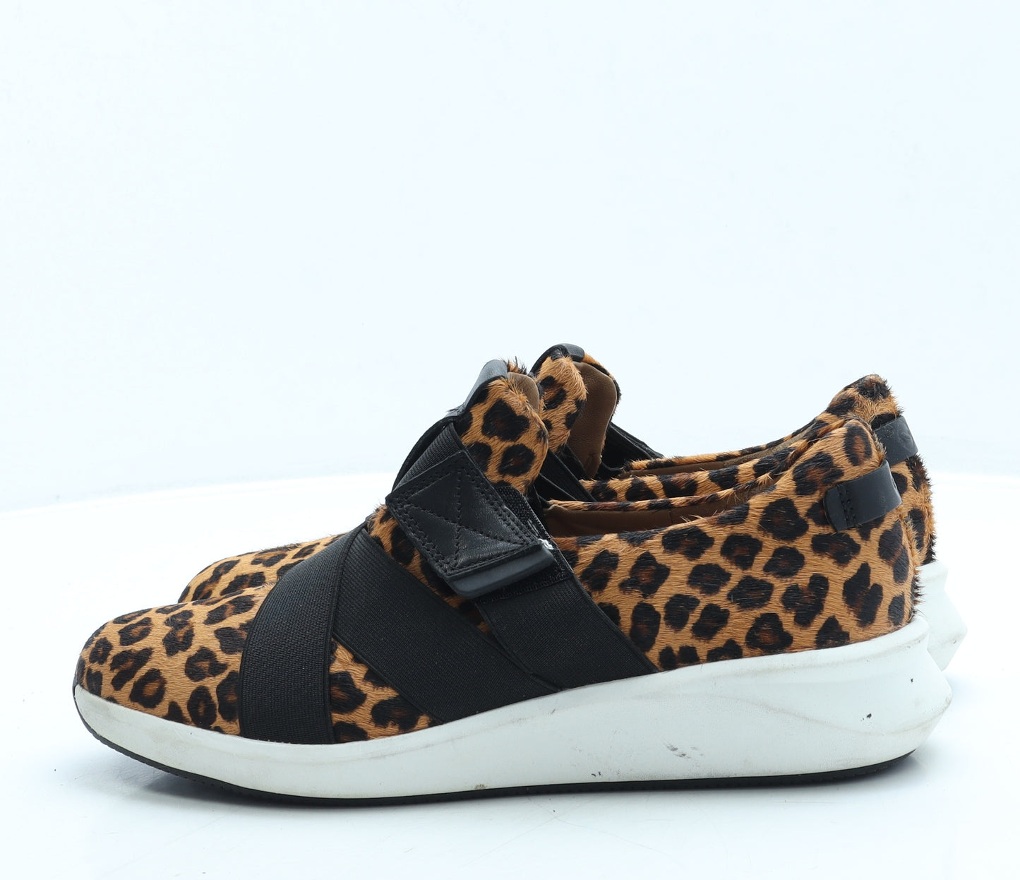Clarks Womens Brown Animal Print Polyester Trainer UK 7 41 - Leopard Print