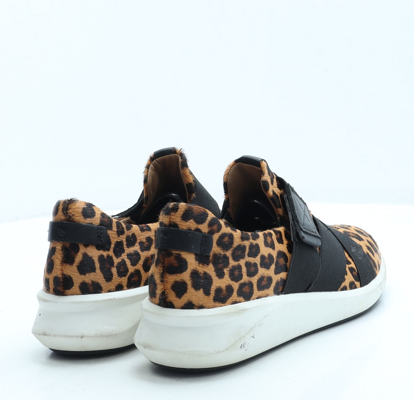 Clarks Womens Brown Animal Print Polyester Trainer UK 7 41 - Leopard Print