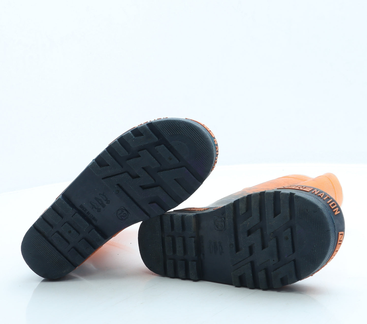 NERF Boys Orange Geometric Rubber Wellies Boot UK 12