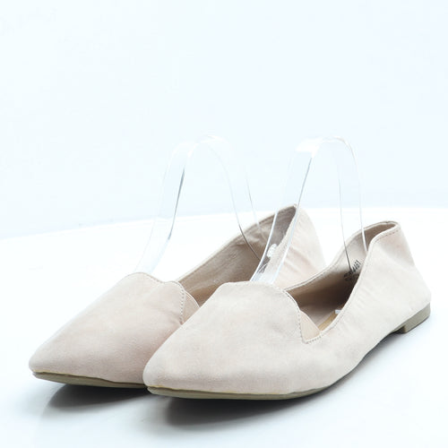 Preworn Womens Pink Suede Ballet Flat UK 8 42 - Wide Fit