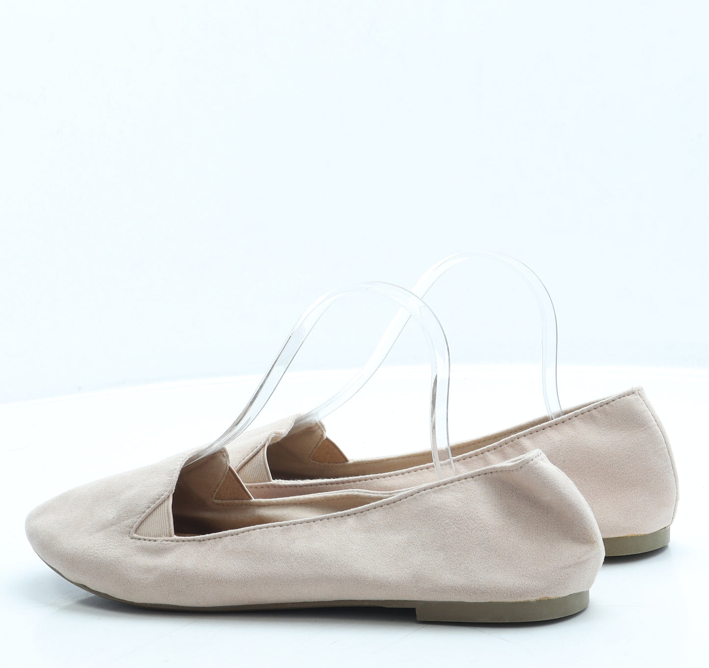 Preworn Womens Pink Suede Ballet Flat UK 8 42 - Wide Fit