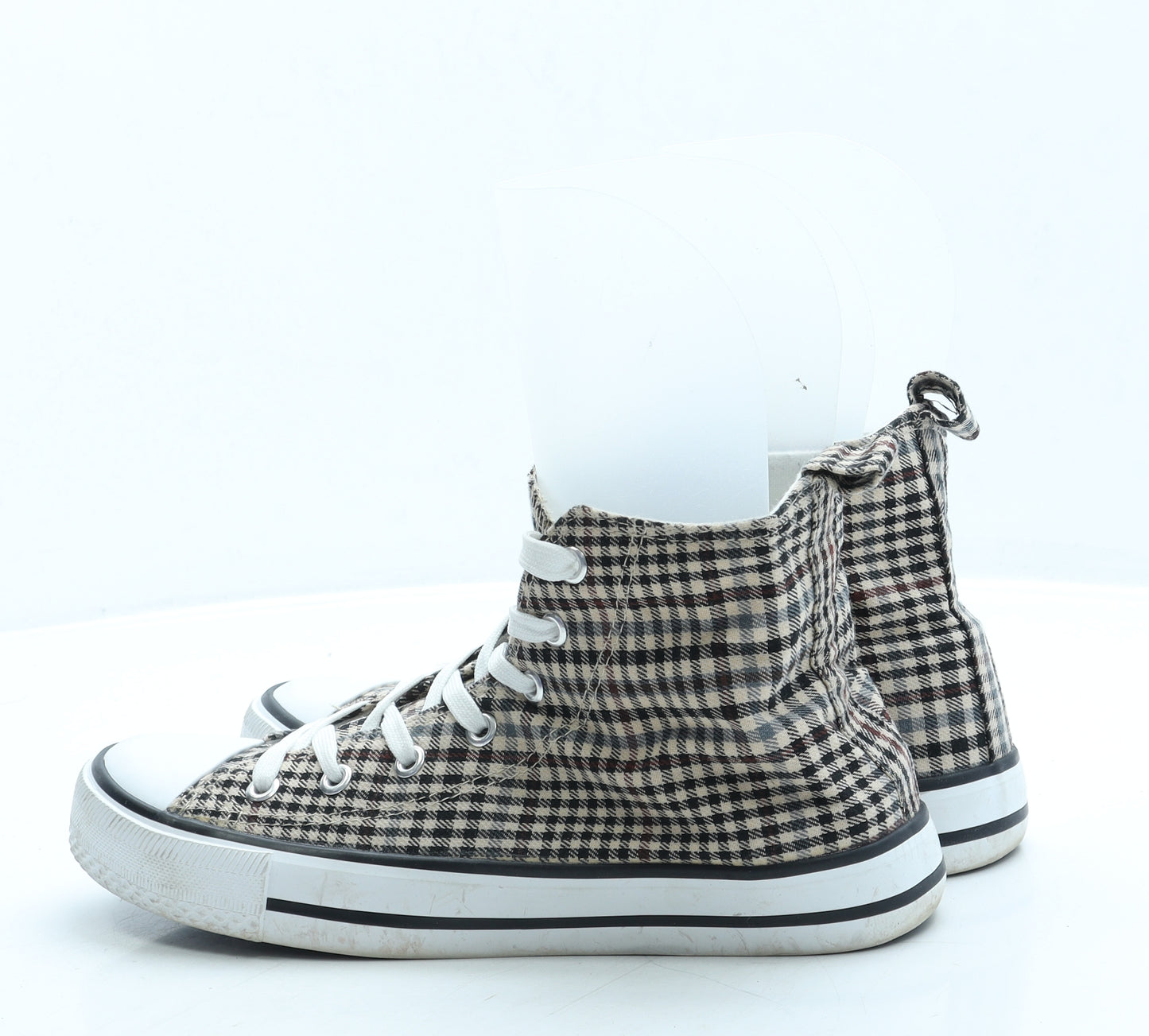 Primark Womens Brown Plaid Fabric Trainer UK 6 39