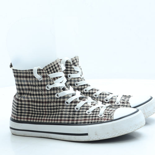 Primark Womens Brown Plaid Fabric Trainer UK 6 39
