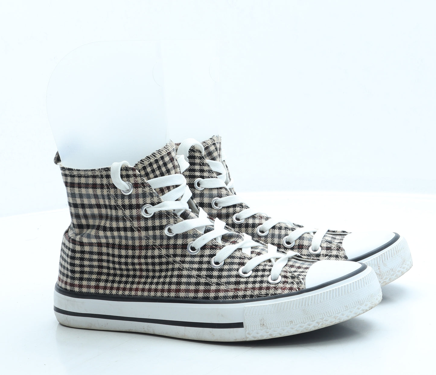 Primark Womens Brown Plaid Fabric Trainer UK 6 39