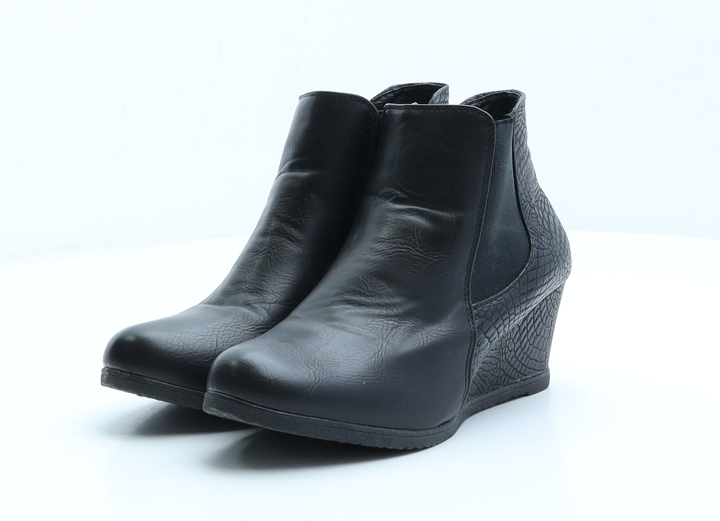 Cushion Walk Womens Black Animal Print Leather Chelsea Boot UK 3
