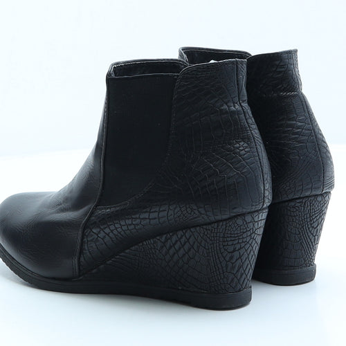 Cushion Walk Womens Black Animal Print Leather Chelsea Boot UK 3
