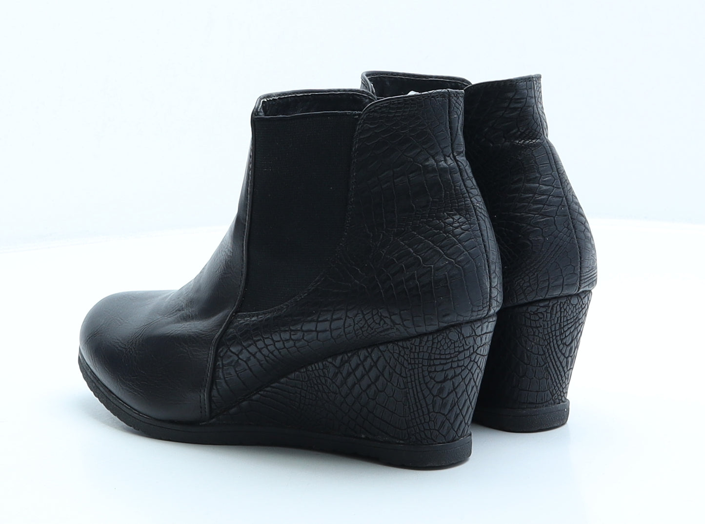 Cushion Walk Womens Black Animal Print Leather Chelsea Boot UK 3